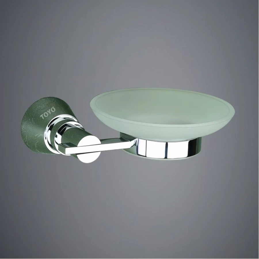 TOYO 11103 Prismy Series Wall-Mounted Glass Soap Dish - 56 Grade Full Brass Base, Die-Forged, High Grade Chrome Finish