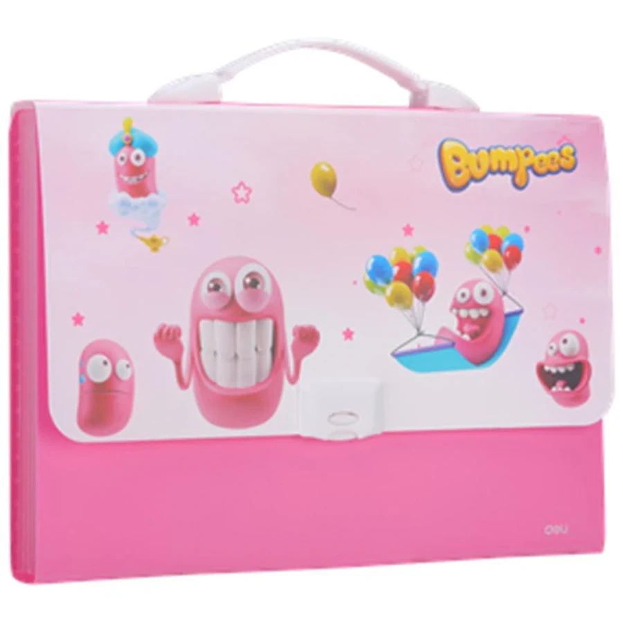 Deli EZ60102 Expanding File - A4 Size, 7 Pockets Document Organizer, Pink Color