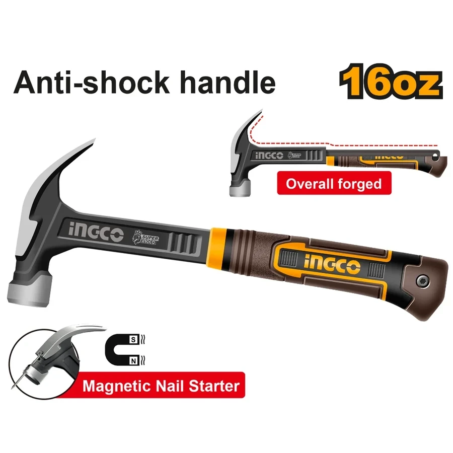 Professional Long-Reach Claw Hammer | HCH81016L | 16oz (450g) | 345mm Overall Length