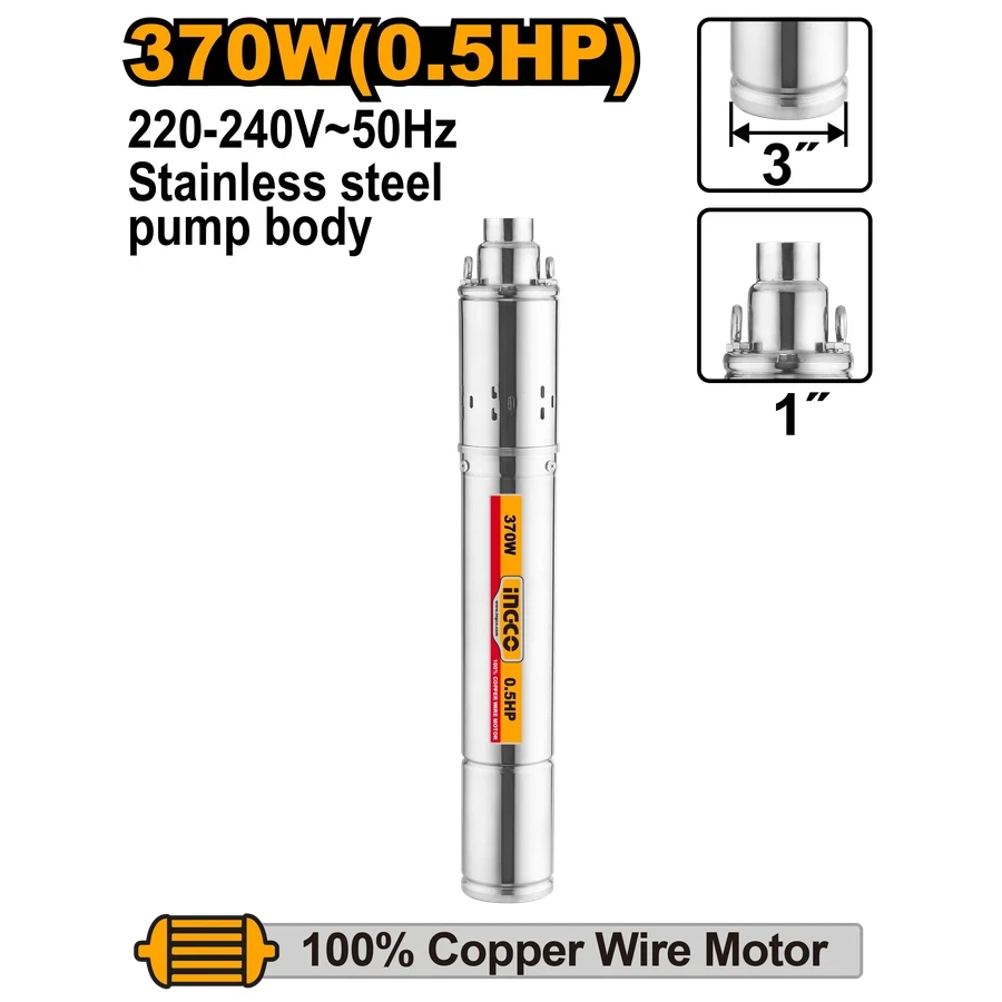 INGCO 3" Submersible Screw Pump | 0.5HP Stainless Steel | SWP3701