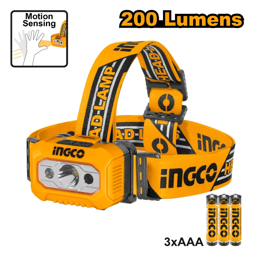 INGCO 200 Lumens Industrial LED Headlamp | IPX4 Rain Resistant | HHL013AAA8