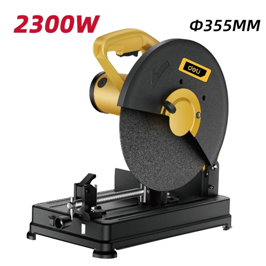 EDL-XQ355-E1 Cut Off Saw 2300W - 355mm Disc, 3900 RPM High-Overload Motor, Reinforced Chassis for Heavy-Duty Metal Cutting (Yellow)