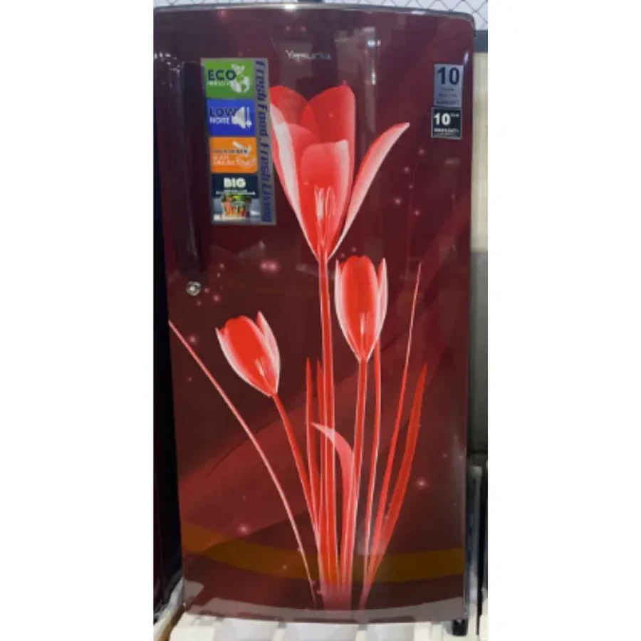 Yasuda YHDC180/200RLN 180L & 200L Single Door Refrigerator | Red Lily Floral | A++ Energy Saving | Toughened Glass