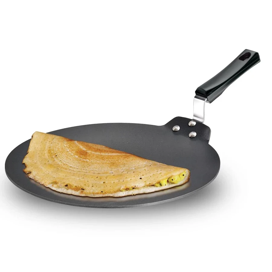 Hawkins NDT28 28cm Nonstick Dosa Tava | 4.88mm Extra Thick Hard Anodised Aluminium | Maximized Cooking Surface | Black