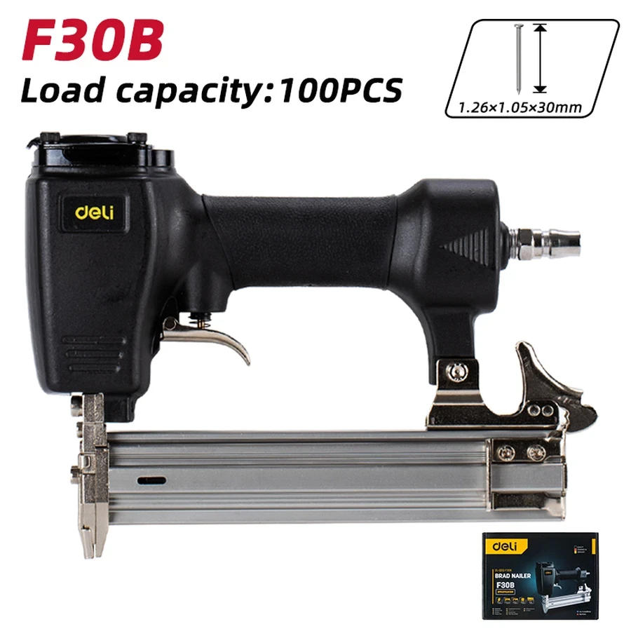 EDL-QDQ-F30B Brad Nailer (F30B) - 10-30mm Nail Capacity, Quick Ejection Nozzle, Aluminum Alloy Body, 100 Nails Capacity (Black)