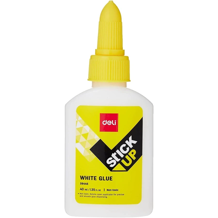 Deli E39445 Washable White Glue - 40mL, Twist-Lock Precision Applicator, Ideal for School and Crafts