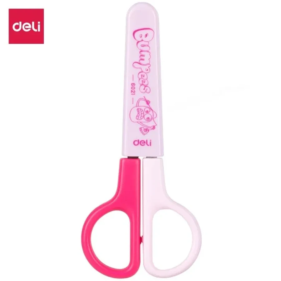 Deli E6021 Safety Scissor - 121mm Small Size, Blunt Tip, Stainless Steel Blade, Symmetrical Handle (Pink)