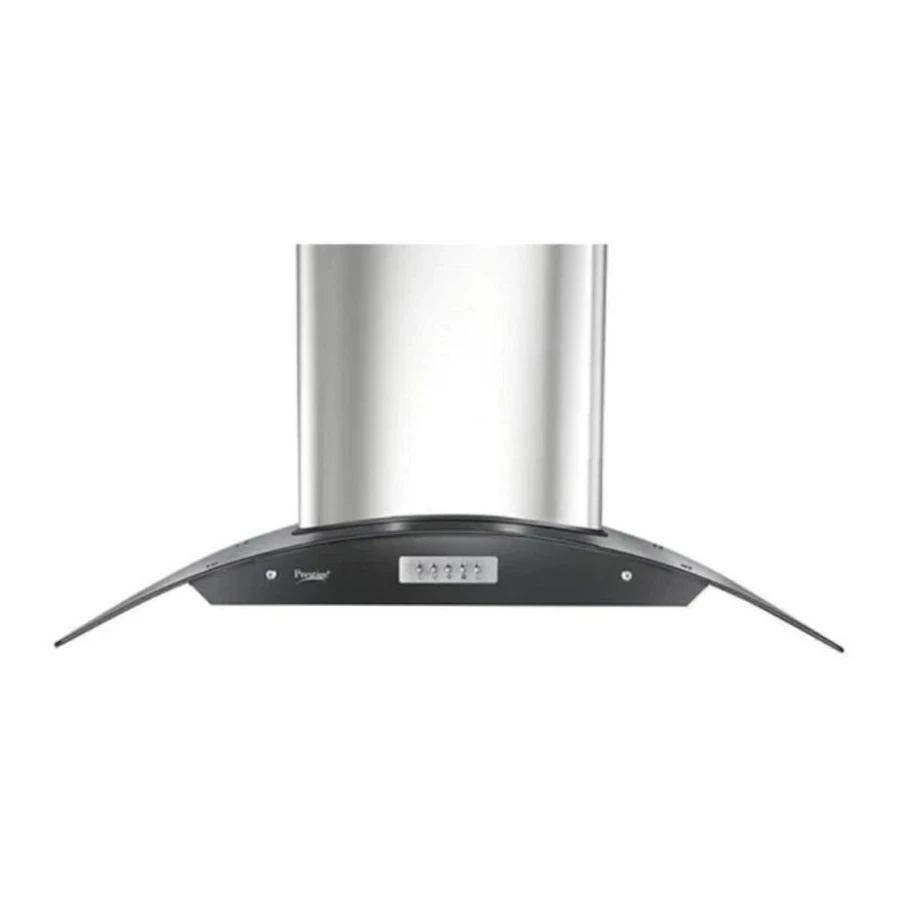 Prestige 41819 Kitchen Hood Vista 900 | 90cm Curved Glass Design | 1000 m³/hr Suction | 3-Speed Control | Silver & Black Finish
