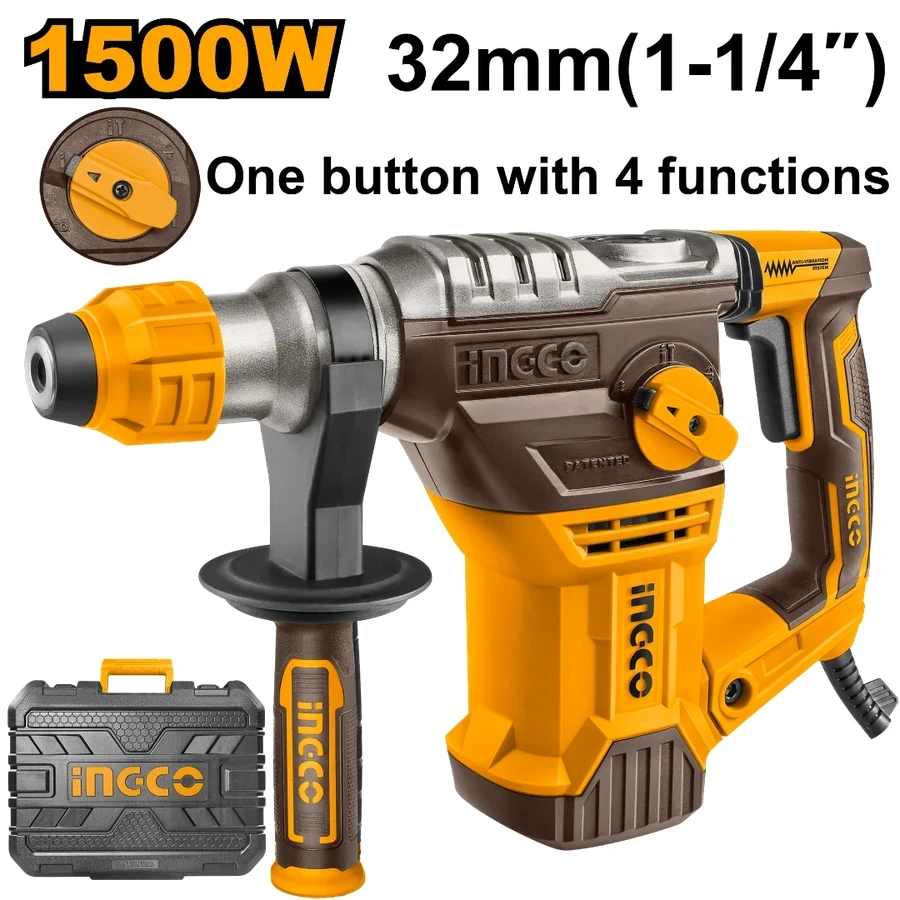 Rotary Hammer | RH150068 | 1500W | Heavy-Duty 4-Function SDS Plus System