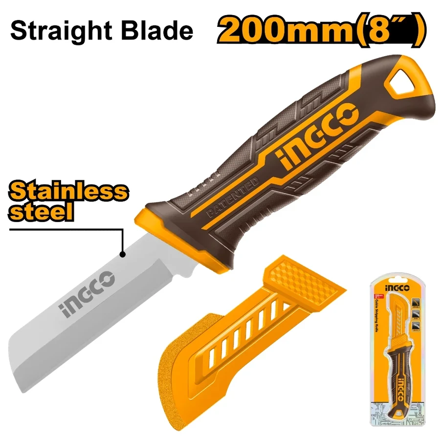 Professional Cable Stripping Knife | HPK82101 | 200mm | Stainless Steel Curved Blade