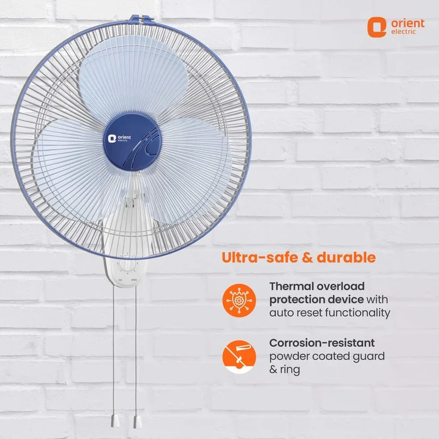 Orient Wall-44 Wall Fan 400mm | 58W | 1330 RPM | 84 CMM Air Delivery | Azure Blue