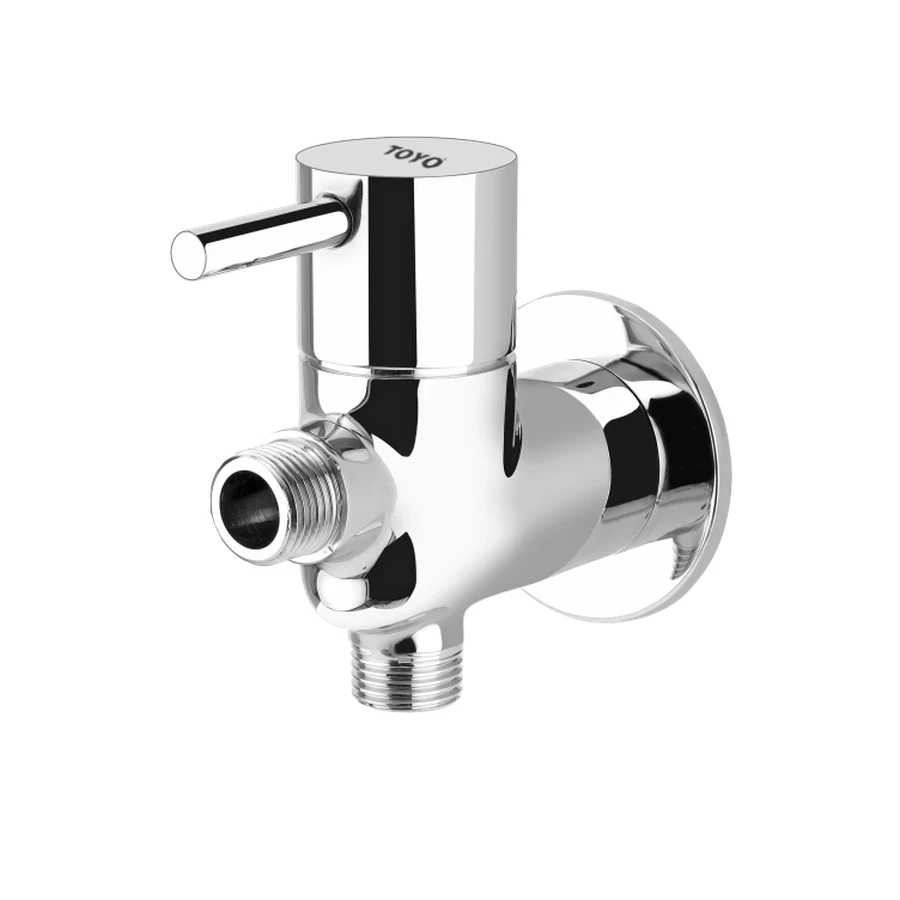 TOYO RU-51305 2 Way Angle Valve - Single Handle, Premium Brass Body, CP Chrome Finish