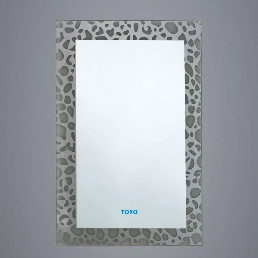 TOYO 9215 Silver Mirror - 16 x 24 Inch (400 x 600 mm), 5 mm Thick Glass with Elegant Frost Design