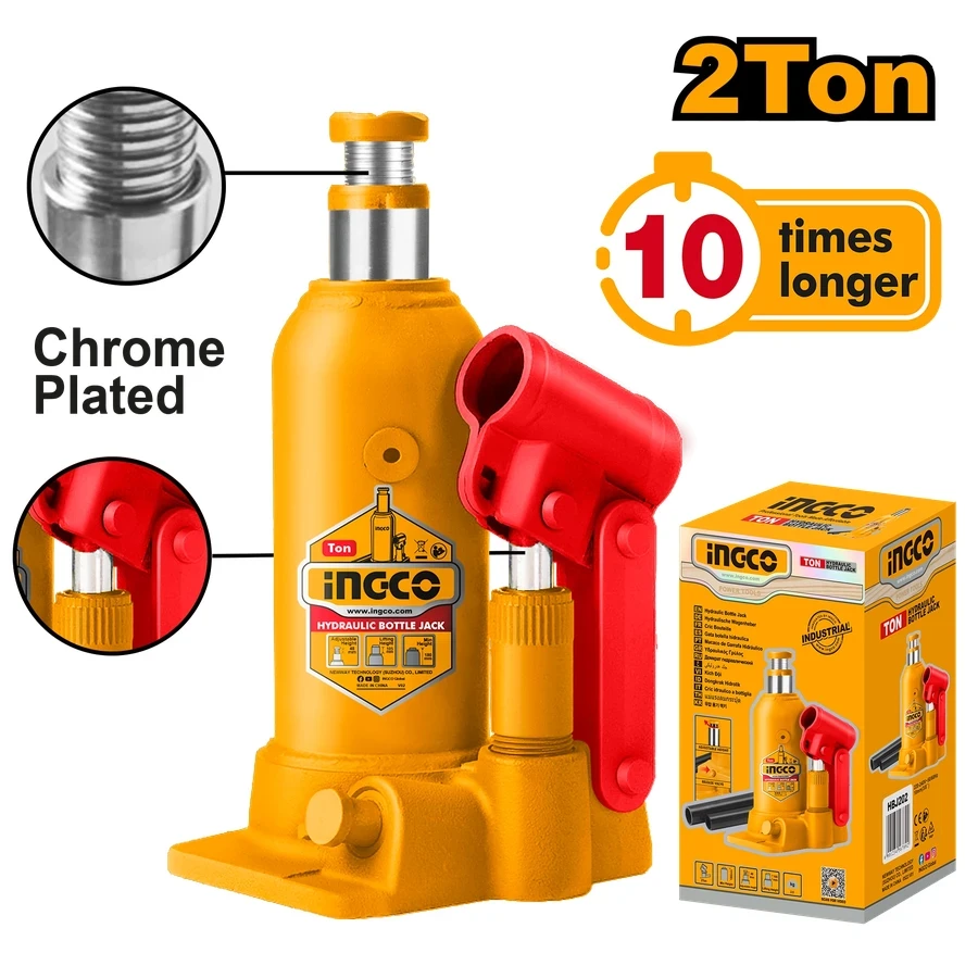 Hydraulic Bottle Jack | HBJ204 | 2 Ton Capacity | Nickel Plated Ram
