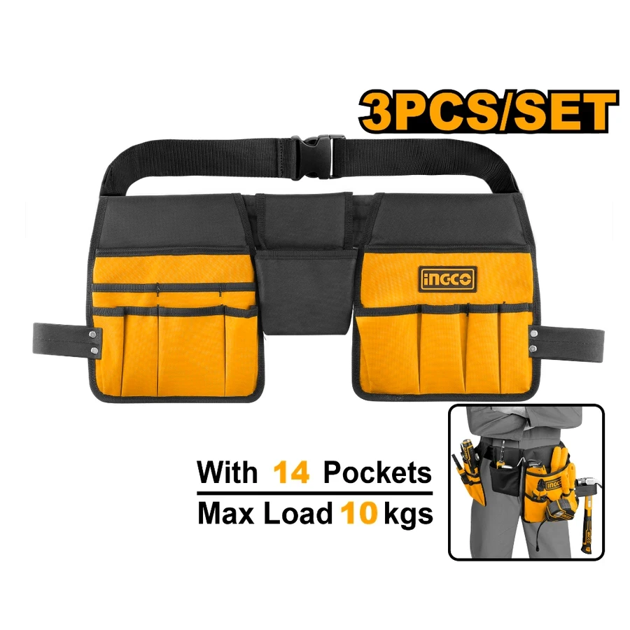 INGCO 14-Pocket Industrial Tool Belt Set | 600D Polyester | HTBP02031