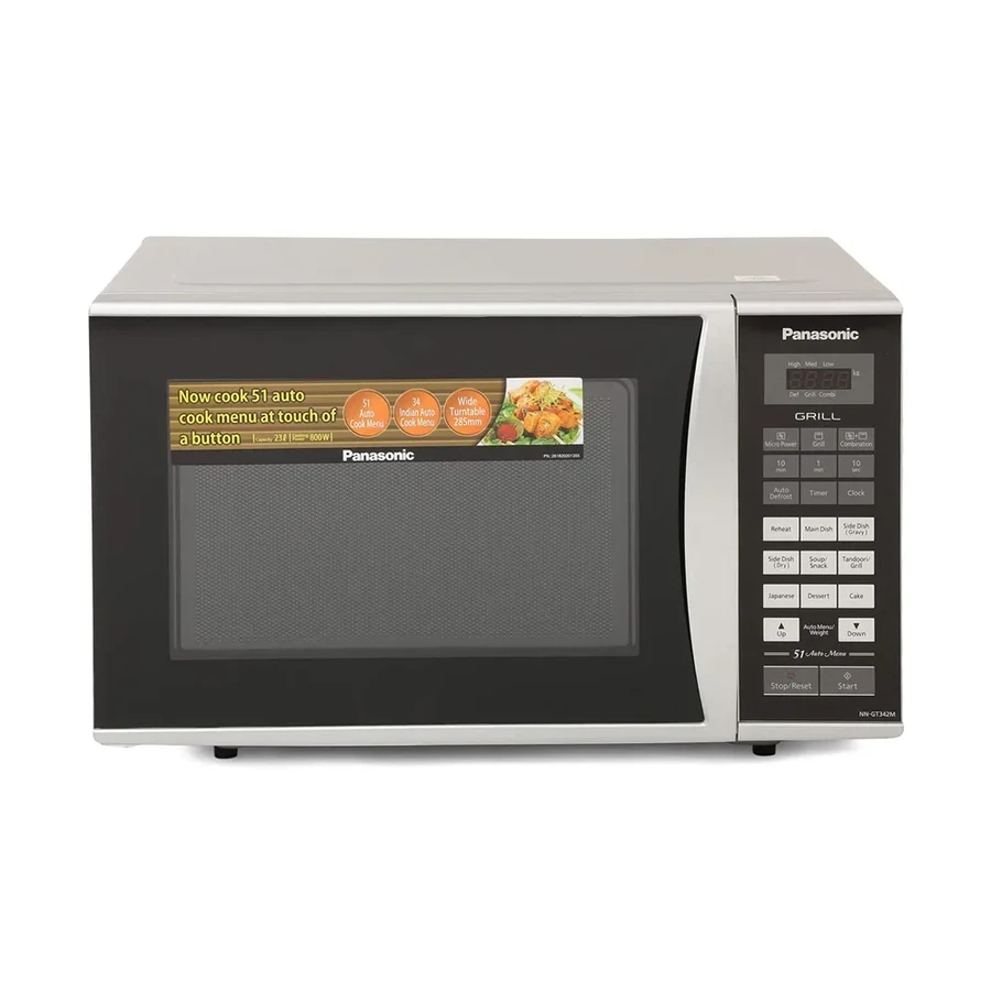 Panasonic NN-GT342MYTE 23 Litre Grill Microwave Oven | Power Grill & 360° Heat Wrap | 51 Auto Menus | Vapor Clean | Black & Silver