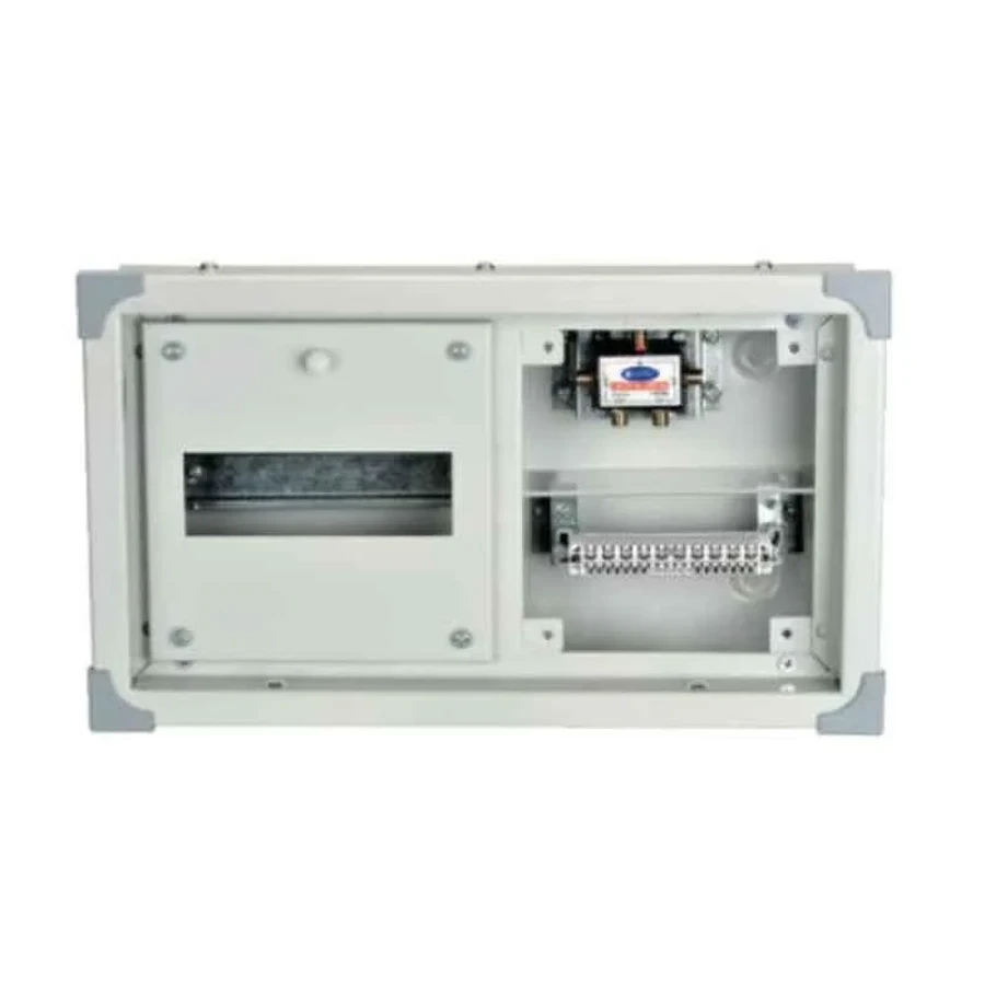 Anchor 98360 4 Way TV + Telephone Communication Distribution Box - Single Phase Neutral (SPN), Modular Design, Secure Enclosure for Structured Low-Voltage Cabling