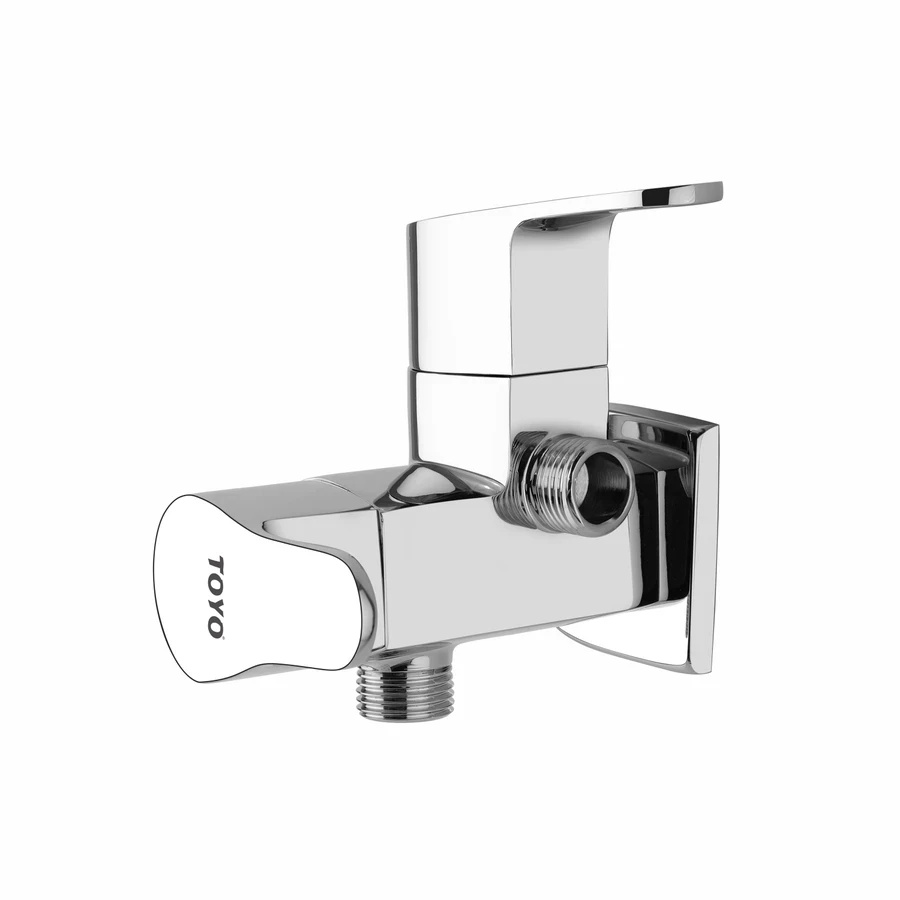 TOYO EM-51205 2 Way Angle Valve - Stainless Steel Body, 3/4 Inch Connection, Dual Brass Handles, CP Chrome Finish