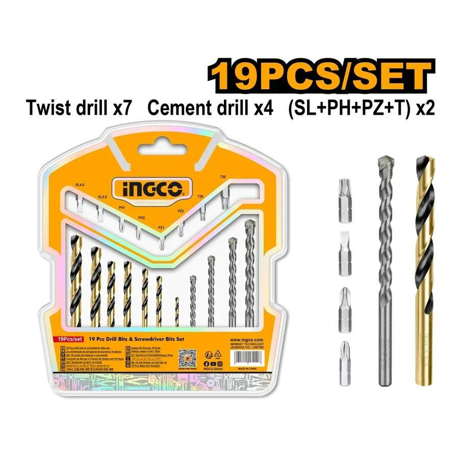 Professional 19 Pcs Drill & Screwdriver Bits Set | AKSDB1901 | Multi-Material Performance
