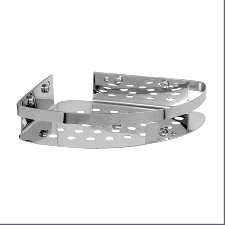 TOYO 2722 Heavy Corner Shelf - Single-Tier Stainless Steel (SS) Storage Rack for Bathroom/Shower (9 Inch)