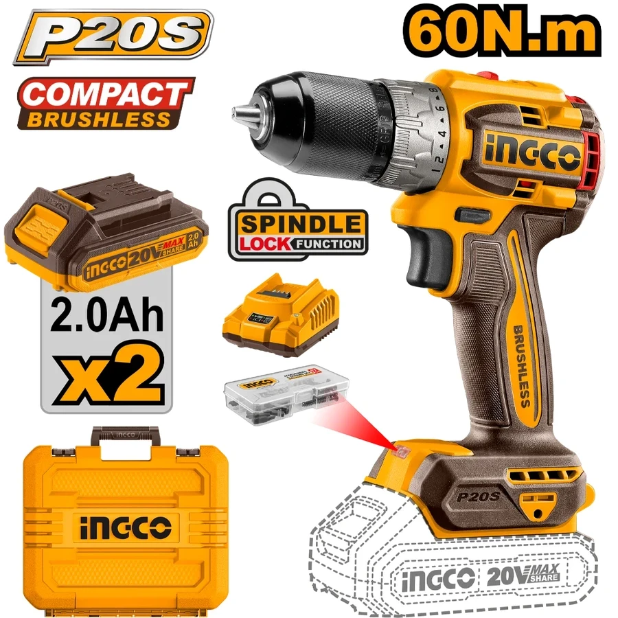 Compact Brushless Cordless Drill | CDLI20602 | 20V Max | 60Nm High-Torque
