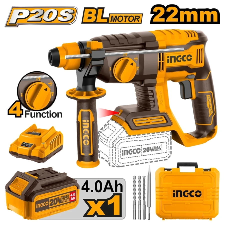 Cordless Rotary Hammer | CRHLI202081 | 20V Brushless | 2.0J High-Performance Kit