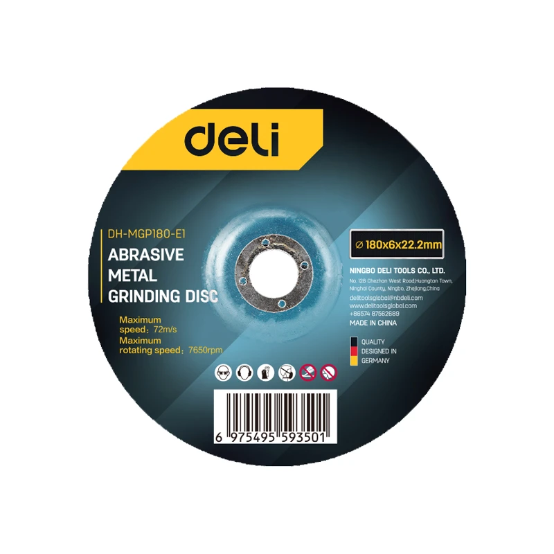 EDH-MGP180-E1 Abrasive Metal Grinding Disc 180x6.0x22.2mm - Composite Corundum, Wear-Resistant, Thickened Steel Ring (Black)