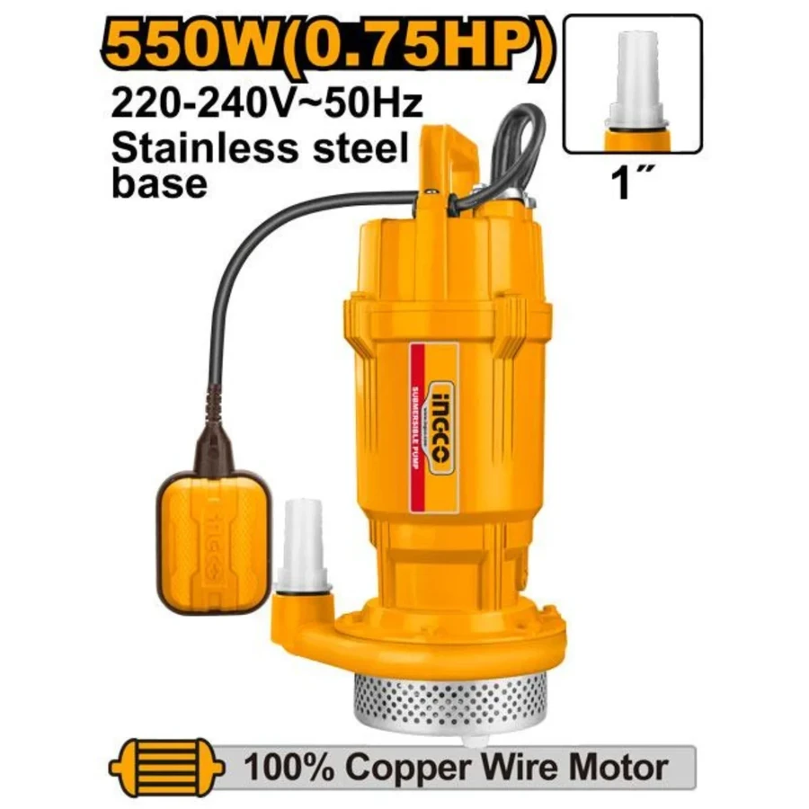 INGCO 0.75HP Clean Water Submersible Pump | Stainless Steel Build | SPC5508