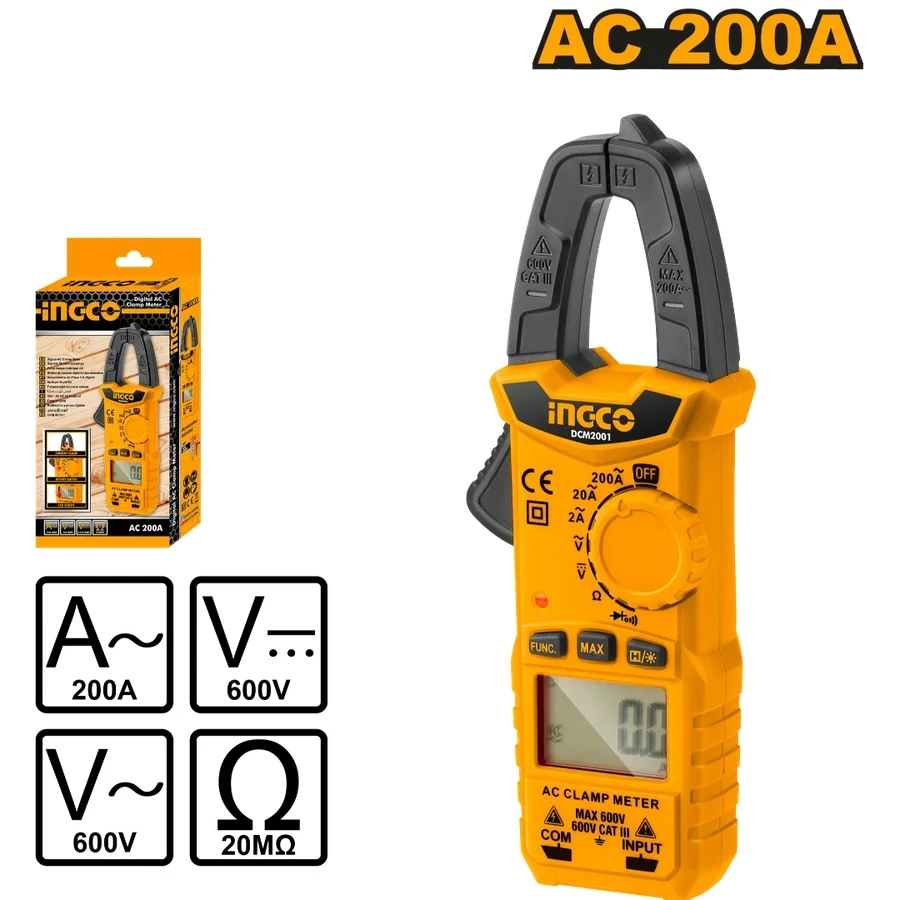 Digital AC Clamp Meter | DCM2001 | 2000 Counts | Multi-Function Electrical Tester