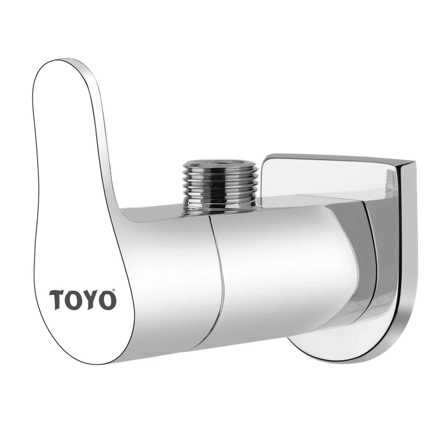 TOYO EM-51204 Angle Valve - 3/4 Inch, Stainless Steel Body, Brass Handle, CP Chrome Finish, Emerald Series