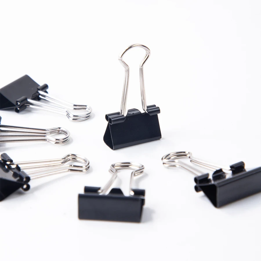 Deli E38566 15mm Binder Clip (Black) - High-Quality Spring Steel with Electrophoresis Coating for Tight Paper Grip