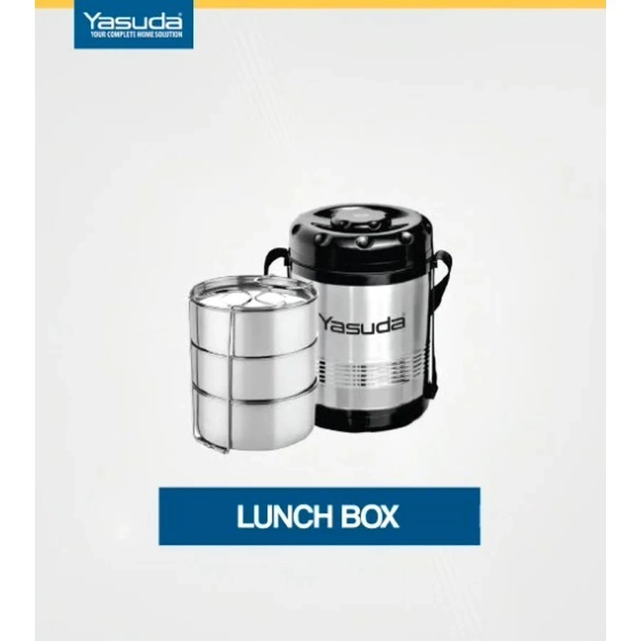 Yasuda YS-TB3S RANGER Insulated Stainless Steel Lunch Box (3 x 300ml Containers) | Airtight & Spill-Proof Thermal Tiffin with Heavy-Duty Carrying Belt