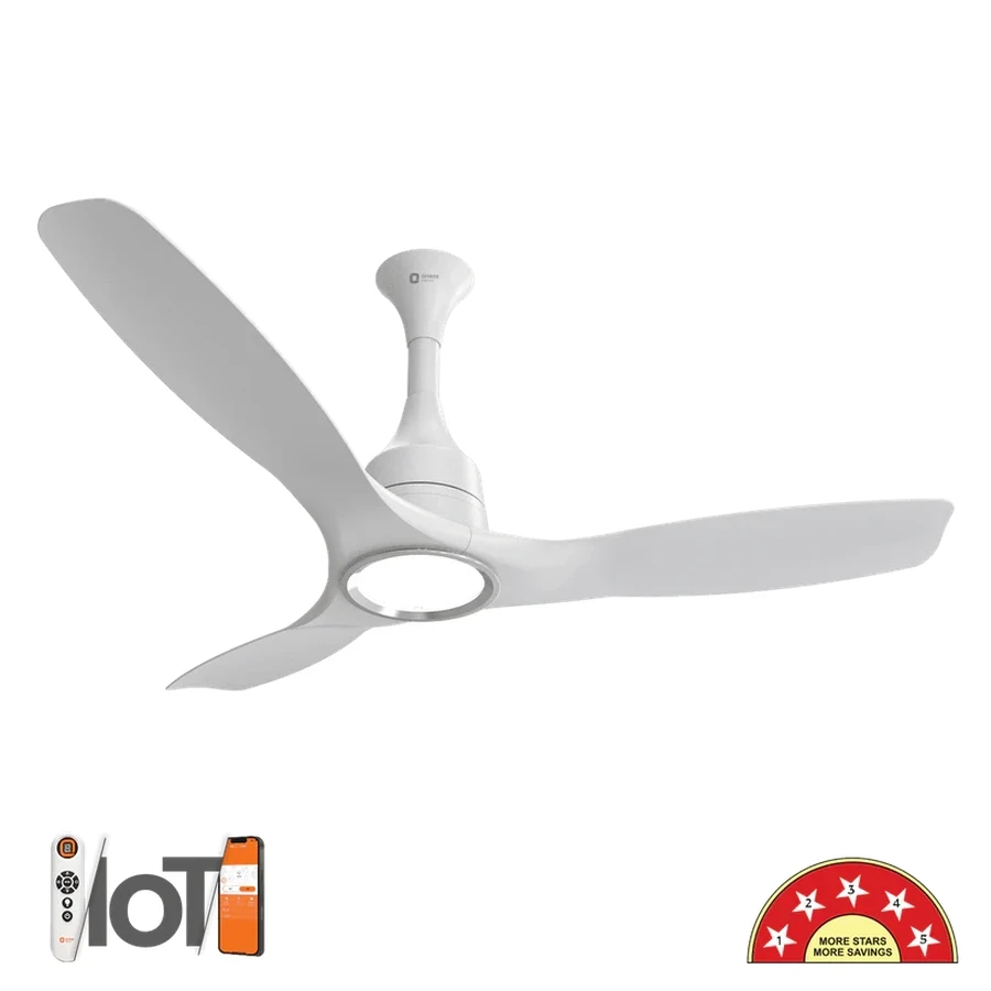 Orient Aerosense BLDC IOT UL Ceiling Fan 40 Watts | Underlight | 1200 MM Sweep | 245 CMM Air Delivery | Remote Control | Frost White