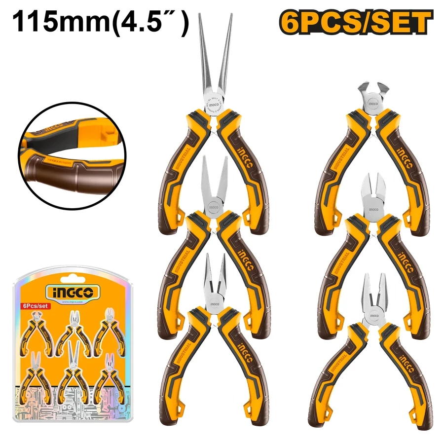 Professional 6 Pcs Mini Pliers Set | HMPS06115 | 4.5" (115mm) | Precision Series