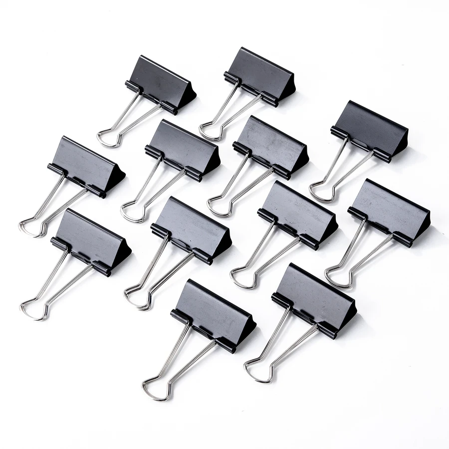 Deli E38561 51mm Modern Binder Clip (12 Pieces) - Ultimate Capacity Spring Steel, Fully Coated for Heavy-Duty Filing