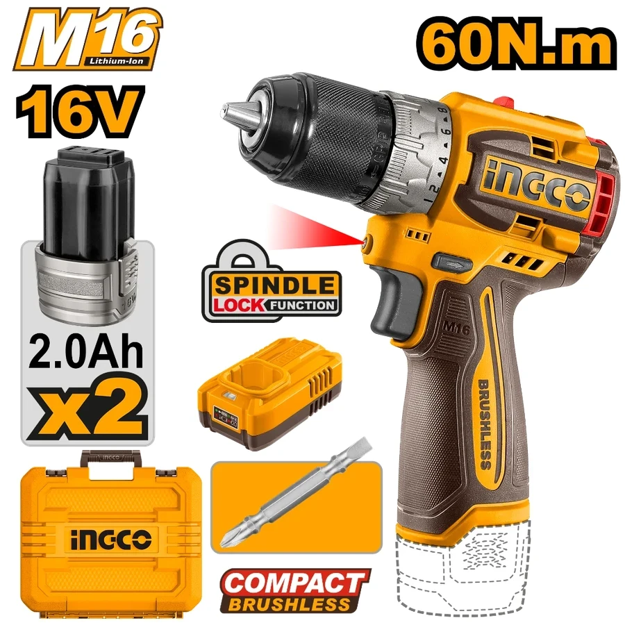 Compact Brushless Cordless Drill | CDLI16682 | 16V Max | 60Nm High-Torque