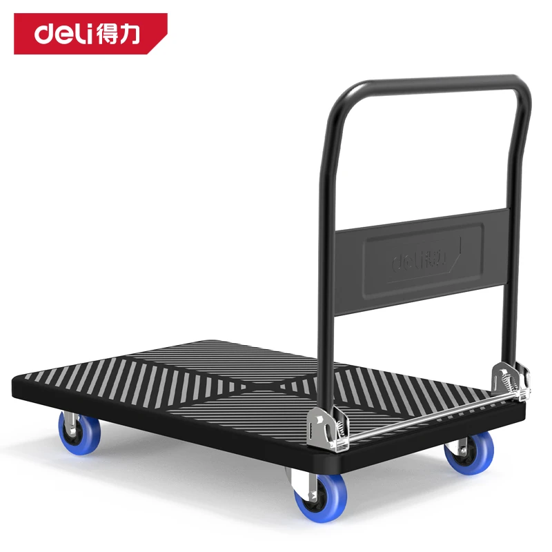 DL436150 Flat Cart 150kg - Heavy-Duty Folding Platform Trolley, Compact Design for Warehouse and Office Use (Black)