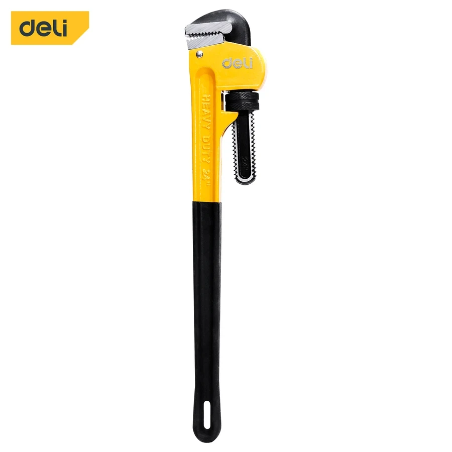 EDL2536 Industrial Pipe Wrench 36" - Ductile Cast Iron, High Hardness, Precision Worm Gear, Ergonomic Anti-Slip Handle (Yellow/Black)