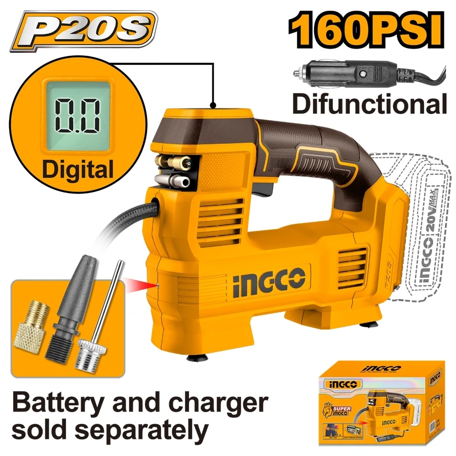 Cordless Auto Air Compressor | CACLI2012 | 20V Max | High-Volume Inflation System