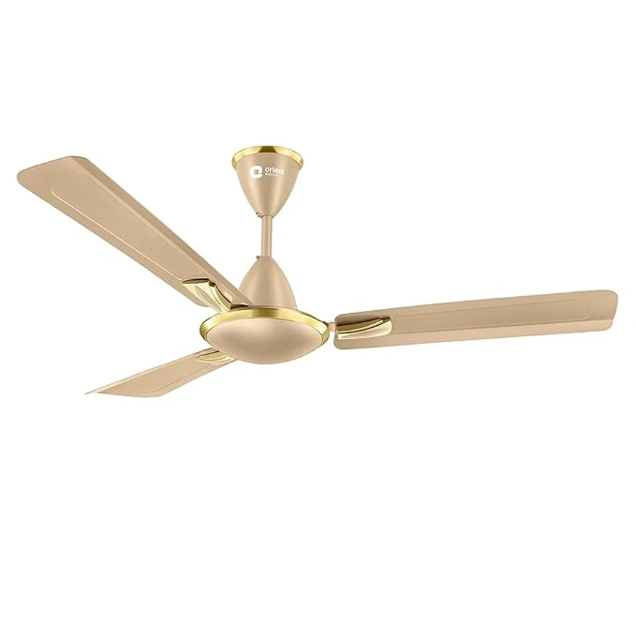 Orient Gratia Shine Ceiling Fan 70 Watts | Anti-Dust Design | 370 RPM | Aluminium Blades | Topaz Gold & Silky Silver