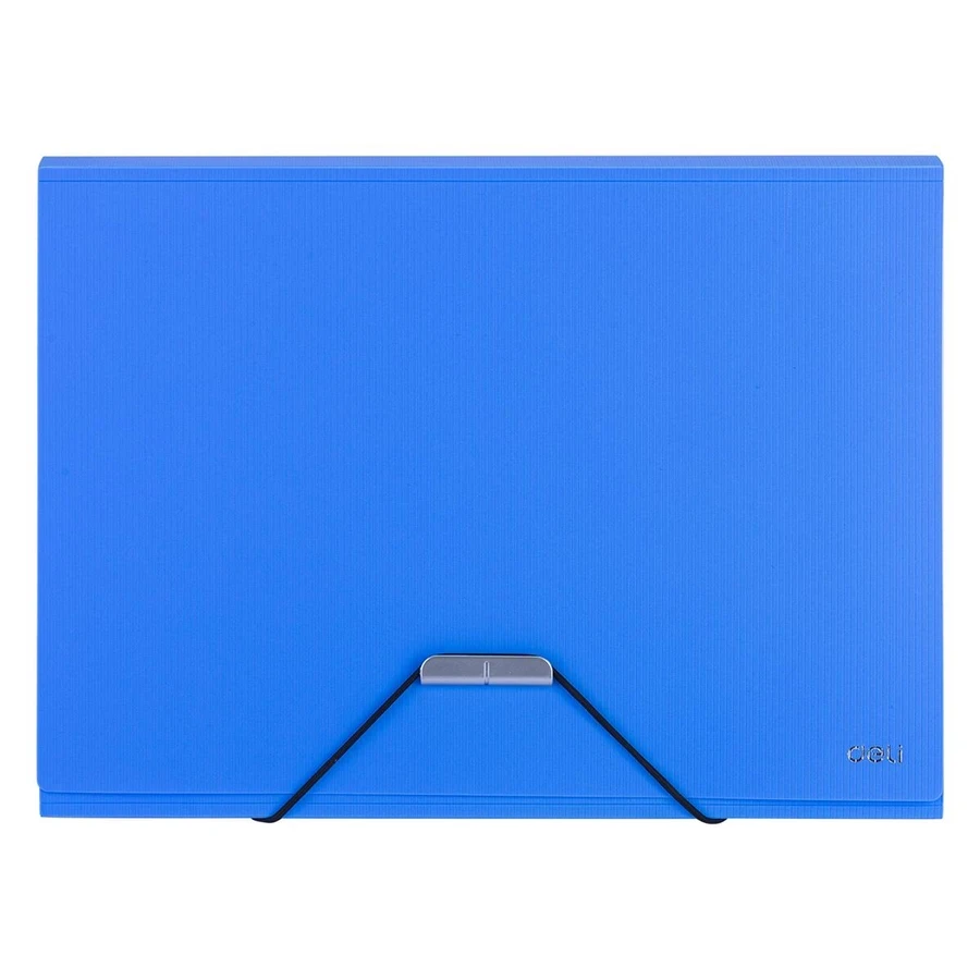 Deli E5554 Expanding File - A4 Size, 7 Pockets, 0.7mm Thick PP Material, Elastic Closure (Blue)