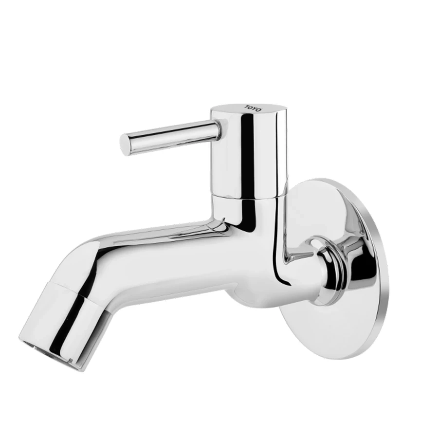 TOYO EC-51702 Long Body Bib Cock - Extended Reach, Premium Brass, Wall Flange, CP Chrome Finish