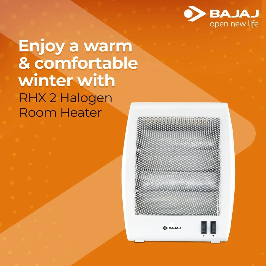 Bajaj RHX 2 (260028) Room Heater | DuraElement Technology | Safety Tip-Over Switch | Adjustable Temperature | Cabinet Form Factor