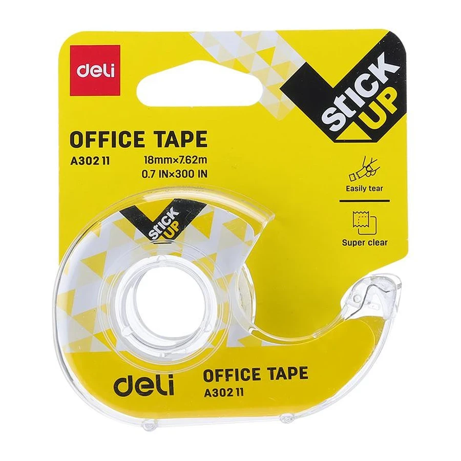 Deli EA30211 Super Clear Office Tape - 18mm Wide x 7.62M Long, Invisible Mending, BOPP Film