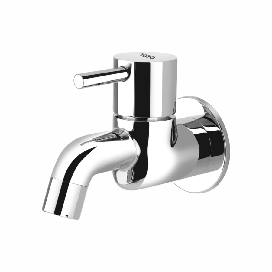 TOYO RU-51302 Long Body Bib Cock - Premium Brass, CP Chrome Finish, Extended Spout Utility Tap