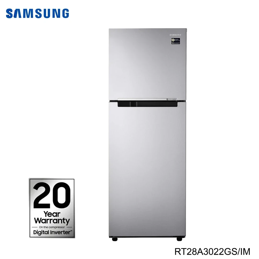 Samsung RT28A3022GS/IM 253L Double Door Refrigerator | Digital Inverter Technology | Frost Free | Elegant Silver | Toughened Glass Shelves