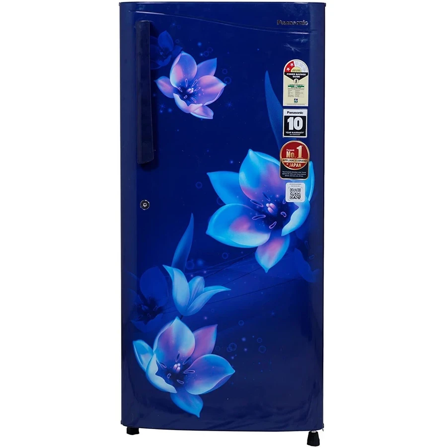 Panasonic NR-A201BTAN 197 Litre Single Door Refrigerator | Direct Cool | Toughened Glass Shelves | Built-in Stabilizer | Floral Blue with Handle