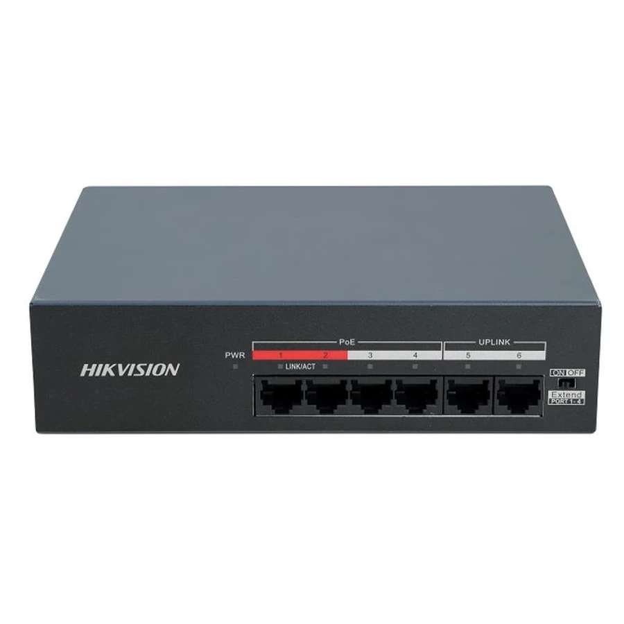 Hikvision DS-XS06P / DS-XS10P Fast Ethernet PoE Switch | 35W-60W Power Budget | 300m Long Range Mode | Metal Shell | Unmanaged