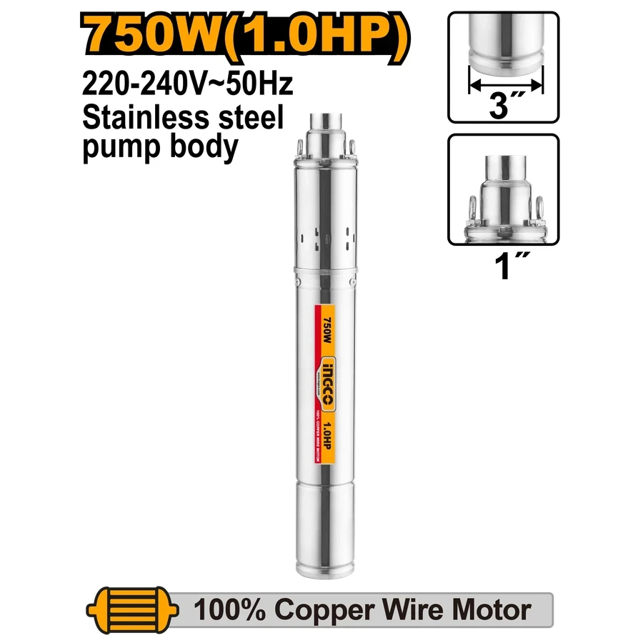INGCO 3" Submersible Screw Pump | 1.0HP High-Lift | SWP7501