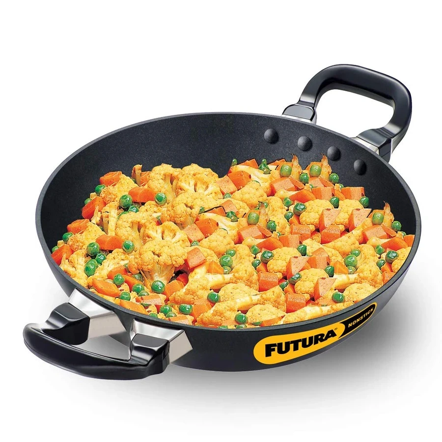 Hawkins NK15 Nonstick Deep Fry Pan (Kadhai) | 1.5 Liters | Round Bottom | PFOA-Free Nonstick | Steel Lid | Gas Compatible